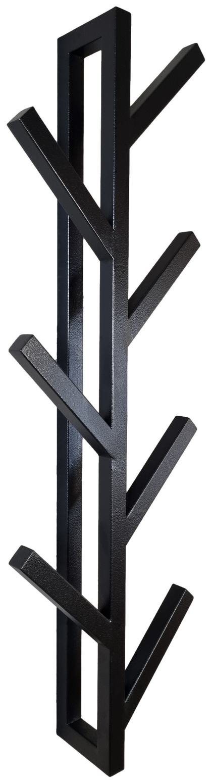 Вешалка металлическая, настенная, в стиле LOFT, с семью крючками: "ёлка". Черная. 31х11х90см.