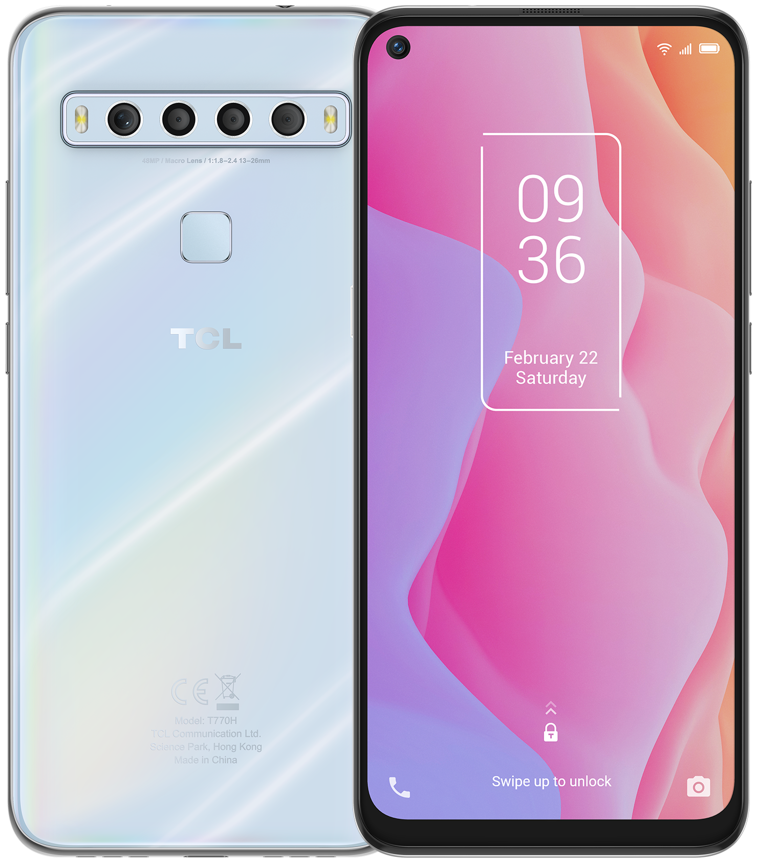 TCL 10L White, 6.53" 19.5:9 1080x2340, 4x2,0 ГГц+4x1.8 ГГц, 8 Core, 6GB RAM, 64GB, up to 256GB flash, 48 МП+ 8МП + 2МП + 2МП/16Mpix, 2 Sim, 2G, 3G, LTE, BT, Wi-Fi, NFC, GPS, Type-C, 4000mAh, Android 10, 180g, 162,2 ммx75,6 ммx8,4 мм