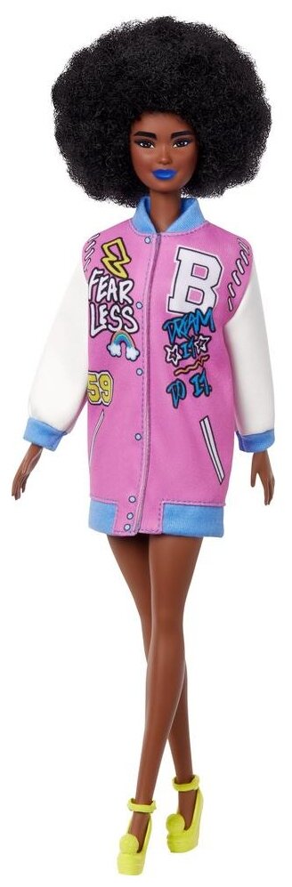 Кукла Barbie Игра с модой Fashionistas 156 афро-прическа и ярко-синяя помада GRB48