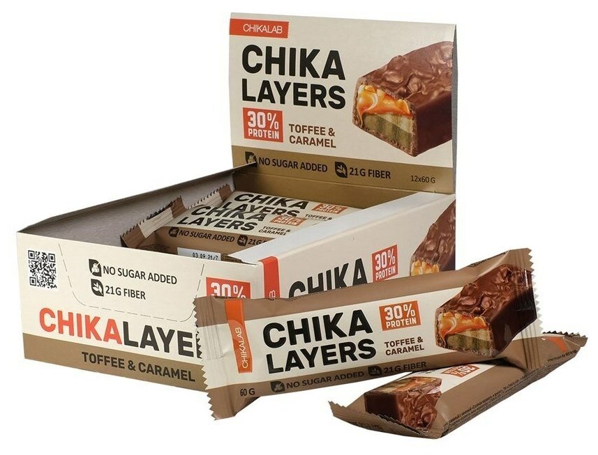 Протеиновый батончик Chikalab – Chika Layers - Toffee & Caramel (20 шт)