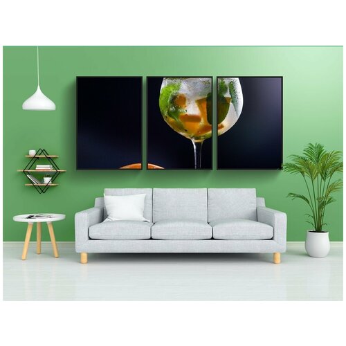 фото Набор модулных постеров для интерьера "джин, коктейль, стекло" 60x90 см. в тубусе, без рамки lotsprints