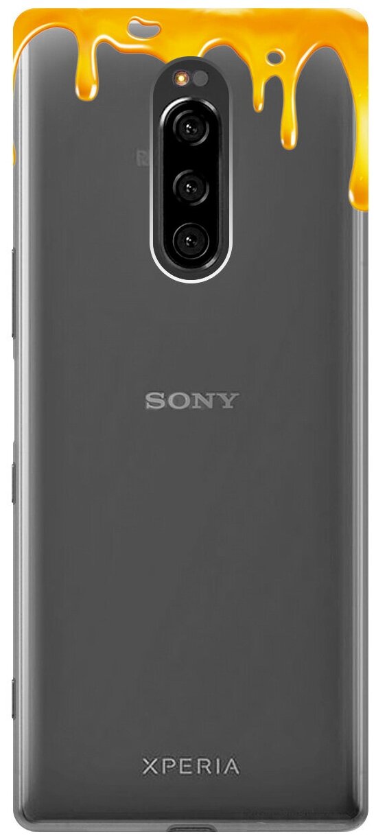 Силиконовый чехол на Sony Xperia 1, XZ4, Сони Иксперия 1 с 3D принтом "Honey" прозрачный