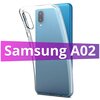 Ультратонкий силиконовый чехол для телефона Samsung Galaxy A02 / Самсунг Галакси А02 (Прозрачный) - изображение