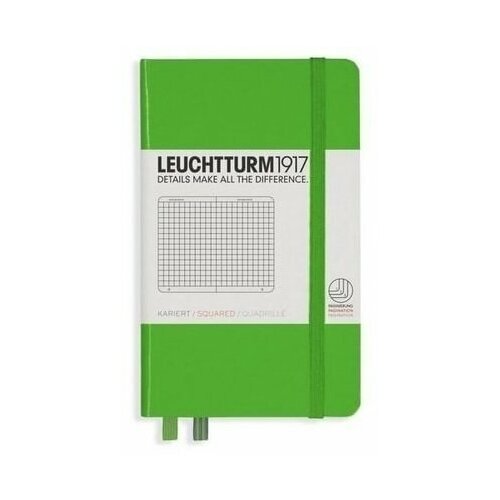 Записная книжка А6, в клетку, салатовая