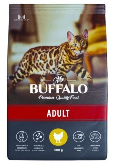 Баффало Mr.Buffalo Adult 0,4кг х 2шт с курицей сухой корм для кошек