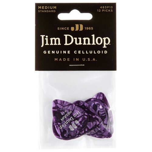 Медиаторы, средние, 12 шт. Dunlop Celluloid Purple Pearloid Medium 483P13MD 12Pack