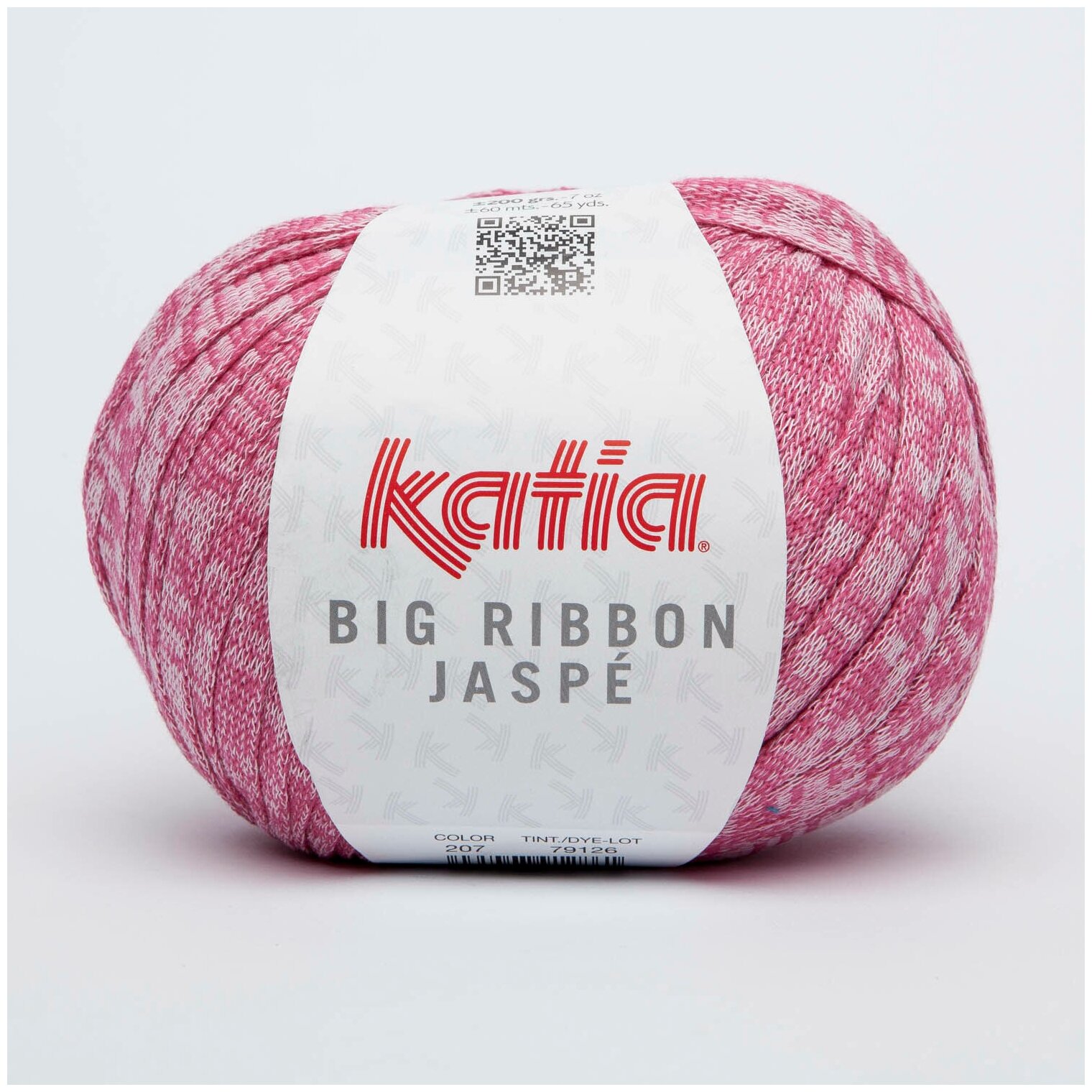 Пряжа Big Ribbon Jaspe Katia(Биг Риббон Джаспэ) цвет 207 фуксия-белый 200 гр/60м 45% хлопок55%полиэстер 1 моток