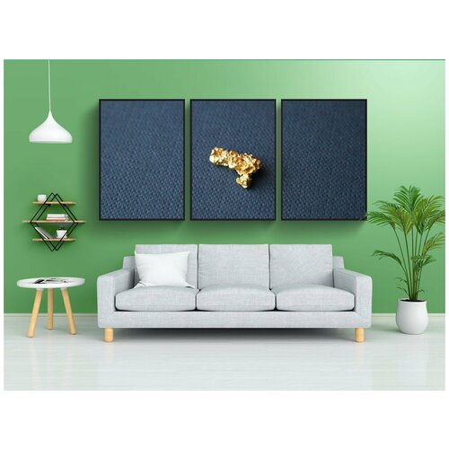 фото Набор модулных постеров для интерьера "золото, самородок, золотой самородок" 60x90 см. в тубусе, без рамки lotsprints