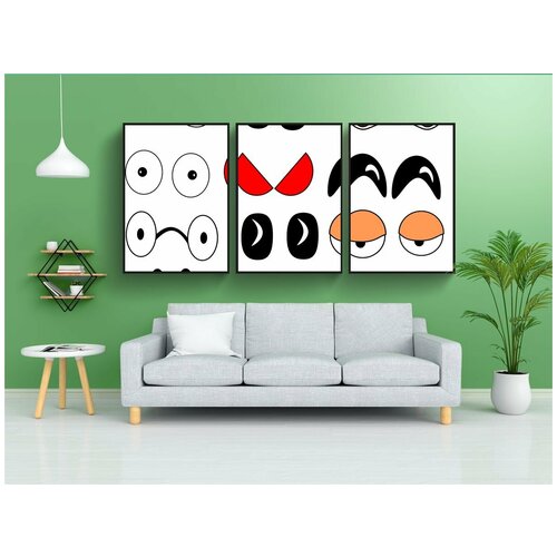 фото Набор модулных постеров для интерьера "глаза, мультфильм, комикс" 60x90 см. в тубусе, без рамки lotsprints