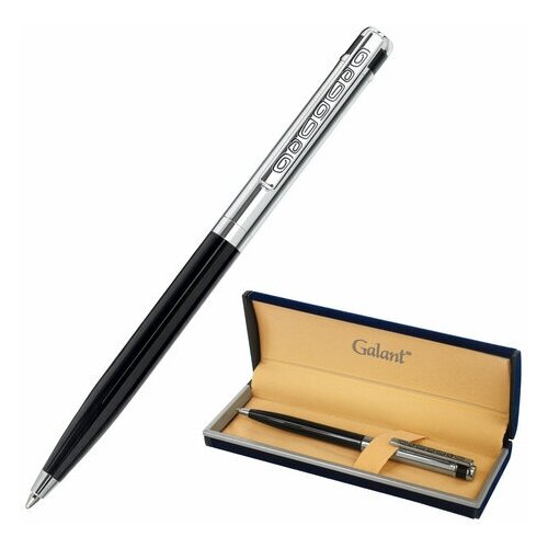 Комплект 3 шт, Ручка подарочная шариковая GALANT ACTUS, корпус серебристый с черным, детали хром, узел 0.7 мм, синяя, 143518