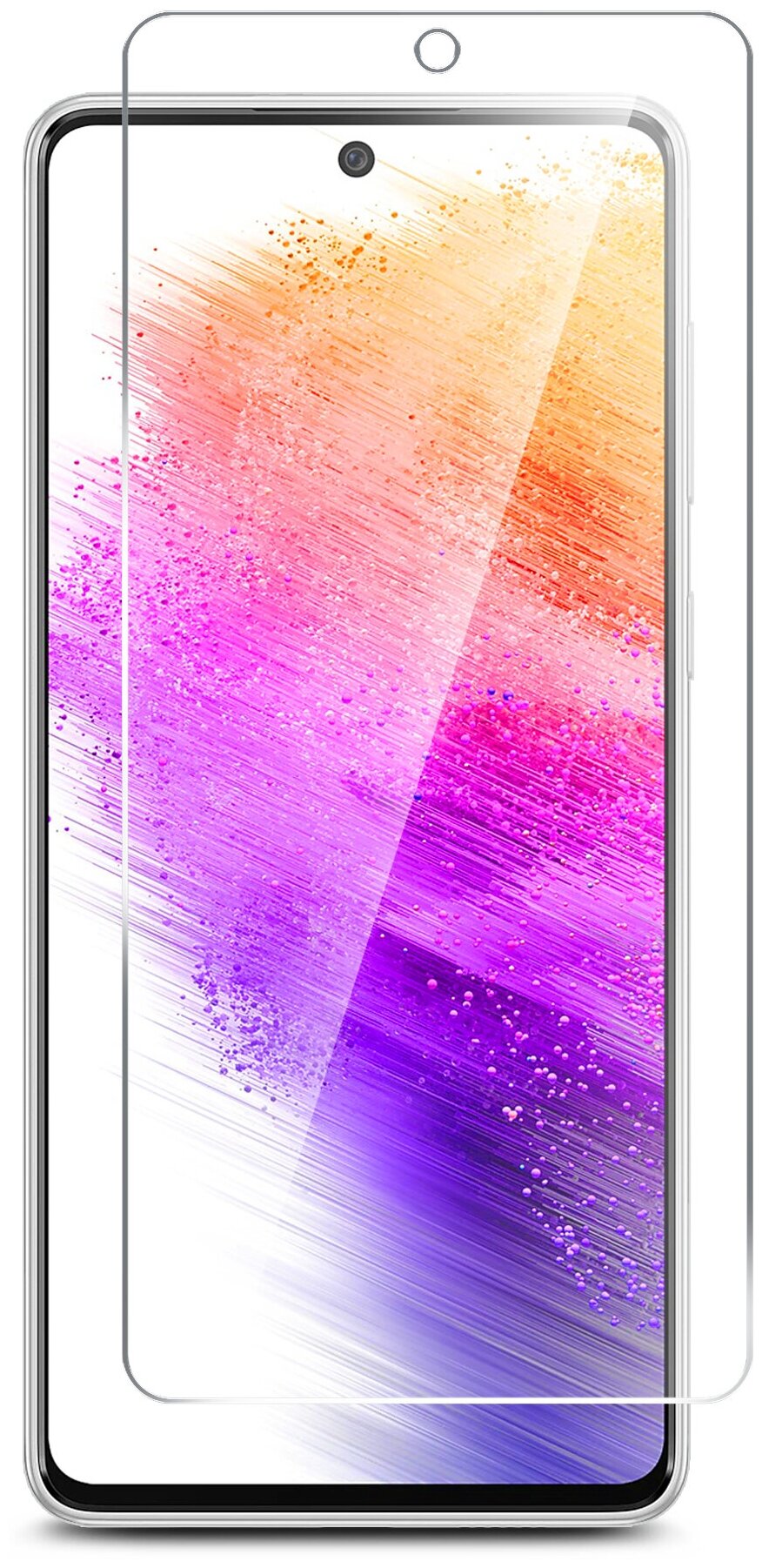 Защитное стекло на Samsung Galaxy A73 (Самсунг Галакси А73) гибридное-пленка+стекловолокно на Экран прозрачное полноклеевое тонкое Hybrid Glass Brozo