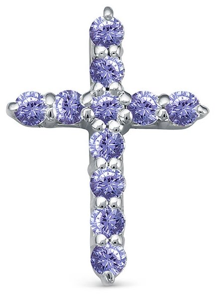 Декоративный крест с 11 танзанитами из белого золота 76506 VESNA jewelry 