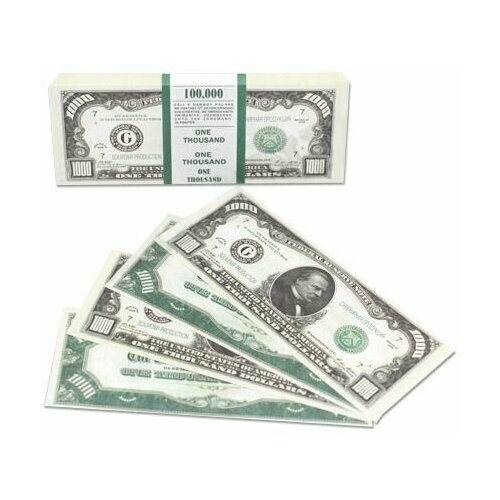 Сувенирные деньги в пачке, Деньги для выкупа, 1000 Долларов, 16*7 см, 98 шт.