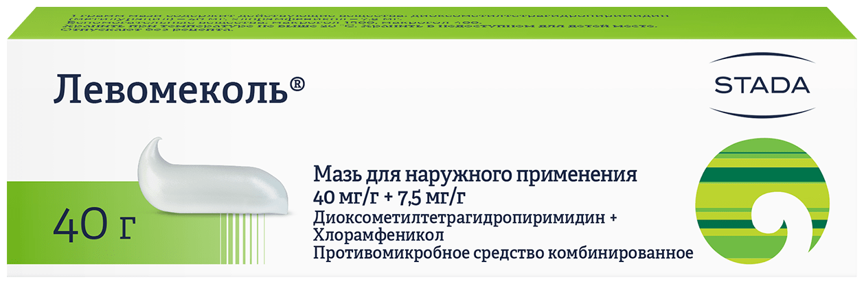 Средства Для Кожи Левомеколь мазь д/нар. прим., 40 мг/г+7.5 мг/г, 40 г