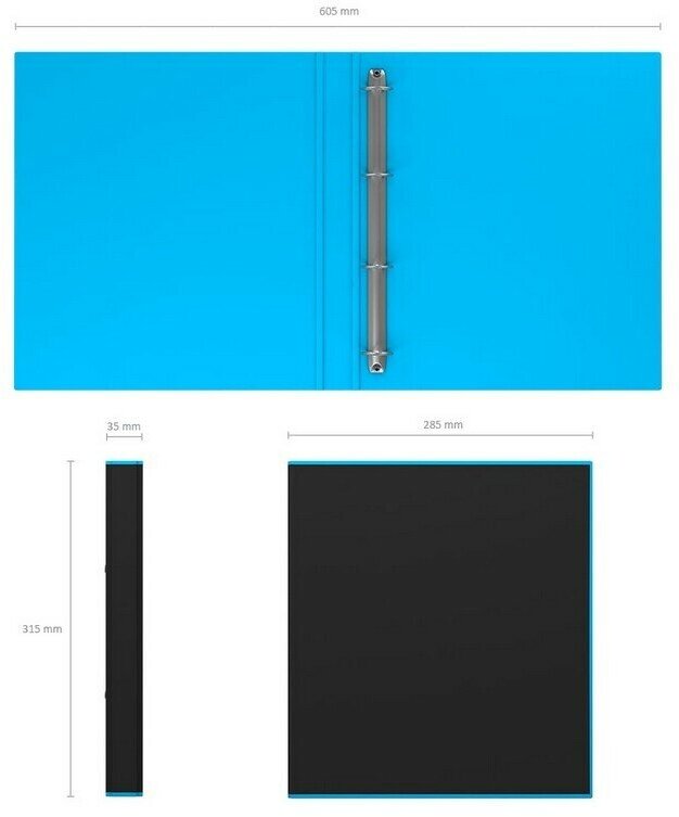 Папка-регистратор на 4 кольцах ErichKrause, Accent, А4, 35 мм, голубой