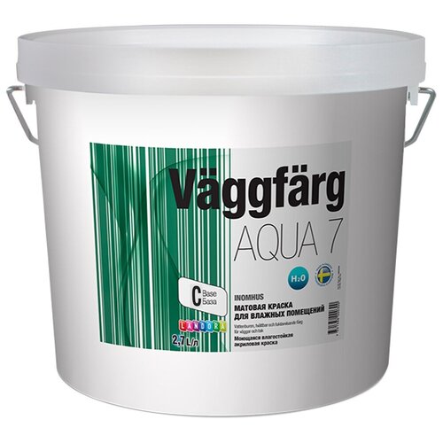 Краска акриловая Landora Vaggfarg Aqua 7 матовая бесцветный 2.7 л краска акриловая landora vaggfarg pro 7 для детской влагостойкая моющаяся матовая белый 12 71 кг