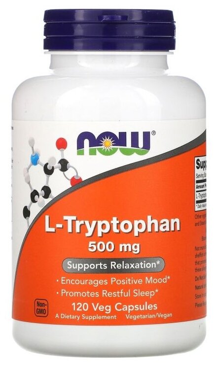 Капсулы NOW L-Tryptophan, 500 мг, 120 шт.