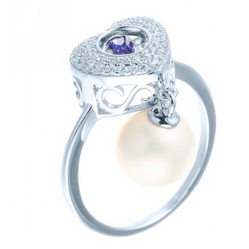 фото Кольца джей ви серебряное кольцо с жемчугом, кубическим цирконием