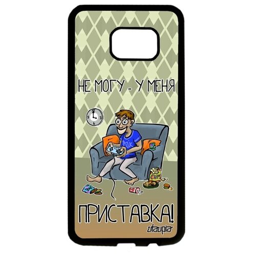 фото Защитный чехол на мобильный // samsung galaxy s7 edge // "не могу - у меня приставка!" рисунок повод, utaupia, зеленый