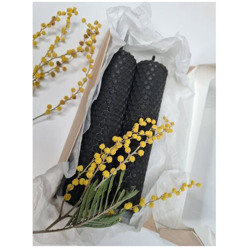 Свеча из вощины, набор 2 шт. / Декоративная экологическая свеча, морская волна