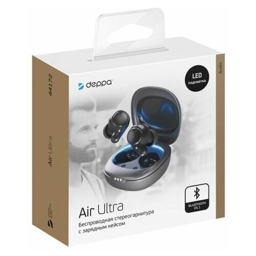 фото Беспроводные наушники deppa air ultra tws с микрофоном black арт. 44172