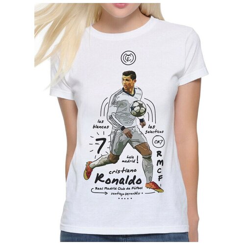 Футболка Design Heroes Криштиану Роналду / Футболист Cristiano Ronaldo / Женская Белая XL