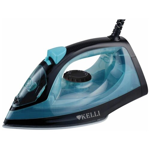 Утюг KELLI KL-1642 2200 Вт керамическая подошва 200 мл паровой удар сине-чёрный 408700₽