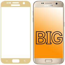 Защитное стекло для Samsung Galaxy S7 с золотой рамкой / Стекло на Самсунг Галакси С7 / Полноэкранное