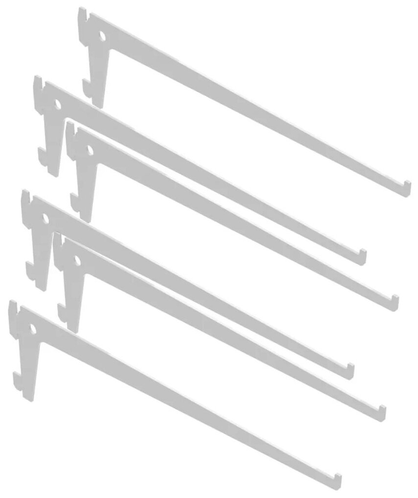 Кронштейн прямой для ДСП однорядный 300 мм белый (6 штук)