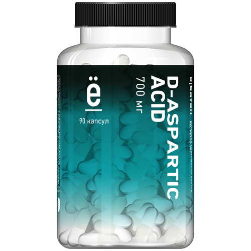 D-Aspartic Acid, 700 мг, 124 г, 90 шт.