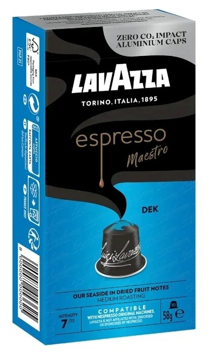 Кофе в капсулах Lavazza Espresso Maestro Dek, для Nespresso, 10 кап. в уп. - фотография № 1