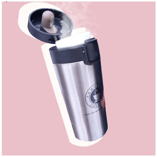 фото Металлическая термокружка для кофе, чая, автокружка объем 350мл, кружка термос дорожная vacuum cup