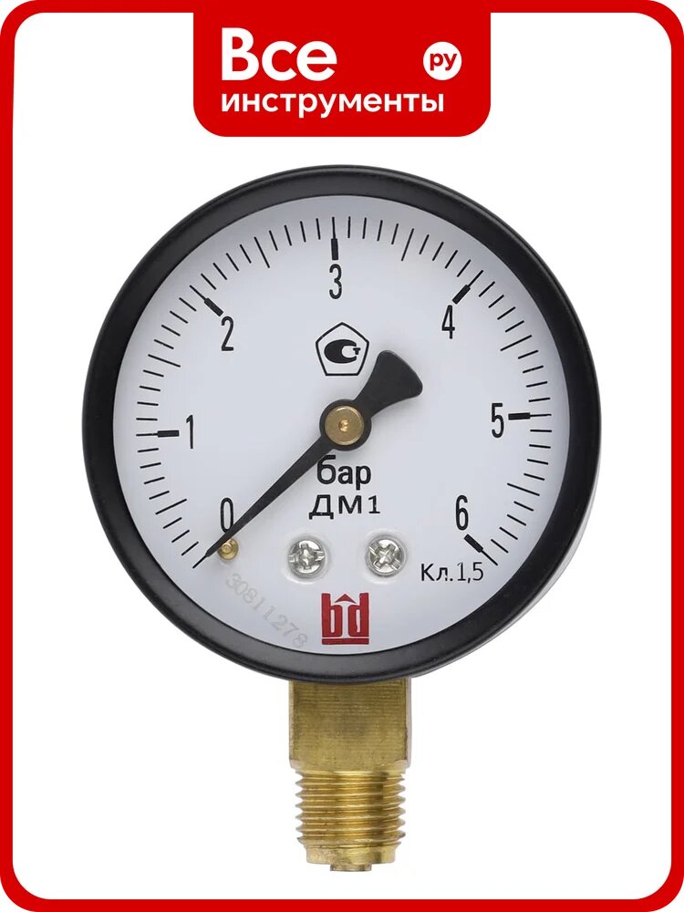 Манометр ДМ 1 Т2 063 Р (0-6) бар, кл.1.5, G1/4" BD 1151100010