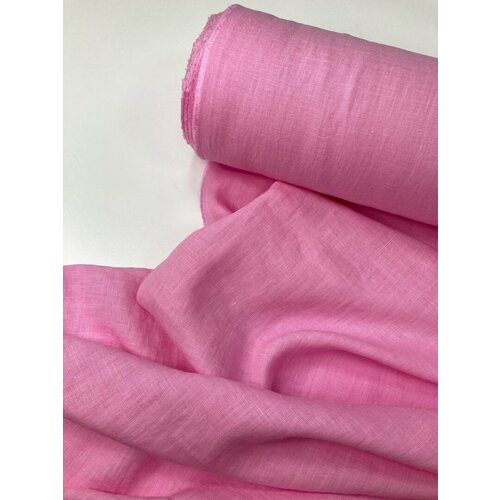 Ткань льняная в цвете Розовый пион 2 метра