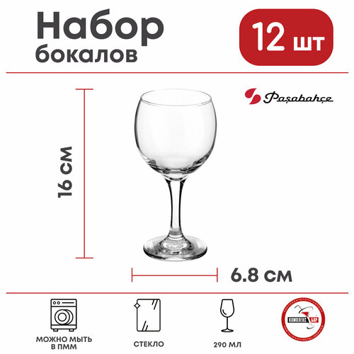 фото Набор бокалов для вина 12 шт. pasabahce бистро 290мл, 68/64х160мм, стекло