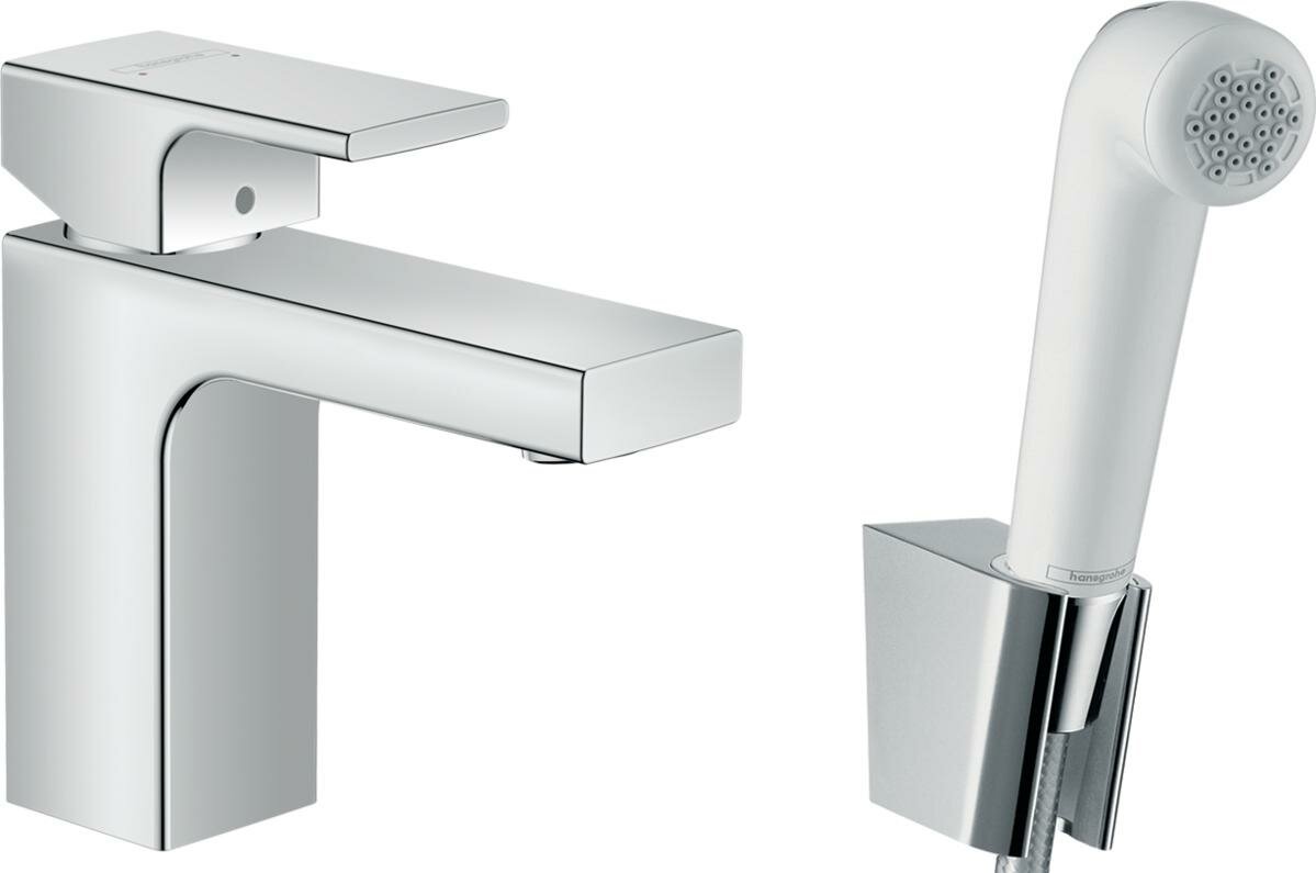 Смеситель для раковины Hansgrohe Vernis Shape 71216000 с гигиеническим душем, хром