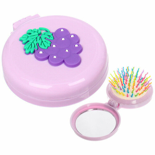 Расческа массажная детская складная карамель виноград цвет фиолетовый d-6см пакет с подвесом 369₽