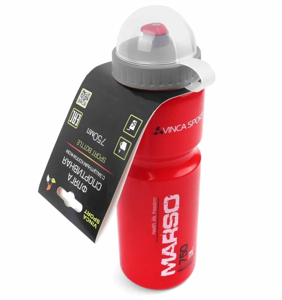 фото Фляга велосипедная Vinca sport, с защитой от пыли, дизайн ,750 мл, красная