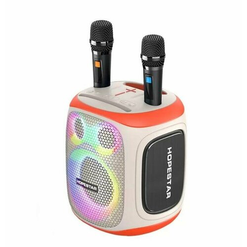 Портативная Bluetooth Колонка Hopestar Party 130, с двумя беспроводными микрофонами, мощность 120Вт/портативная акустика /блютуз колонка (Белый)