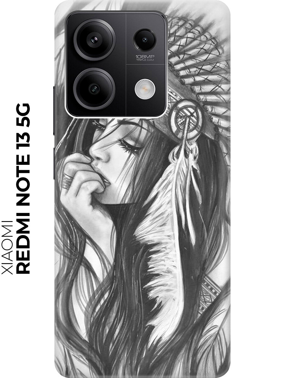 Силиконовый чехол на Xiaomi Redmi Note 13 5g / Сяоми Редми Ноут 13 5г с рисунком "Эскиз девушки"