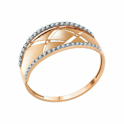 Кольцо АЛЕКСИ, красное золото, 585 проба, фианит, размер 19.5, золотой, красный