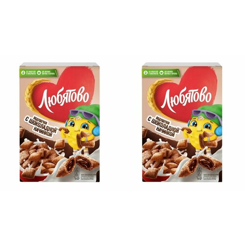 Любятово Сухой завтрак с шоколадной начинкой, 220 г, 2 шт