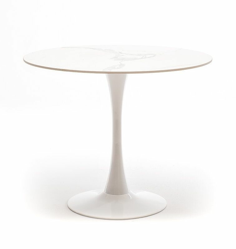 фото Стол интерьерный круглый обеденный из керамики 4sis Сатурн Белый глянцевый