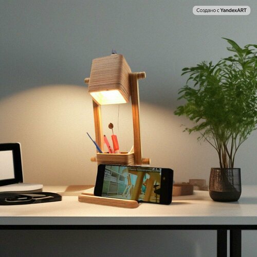 Настольный светильник Astocrystall Стиль, с абажуром, дерево, E14, 60Вт