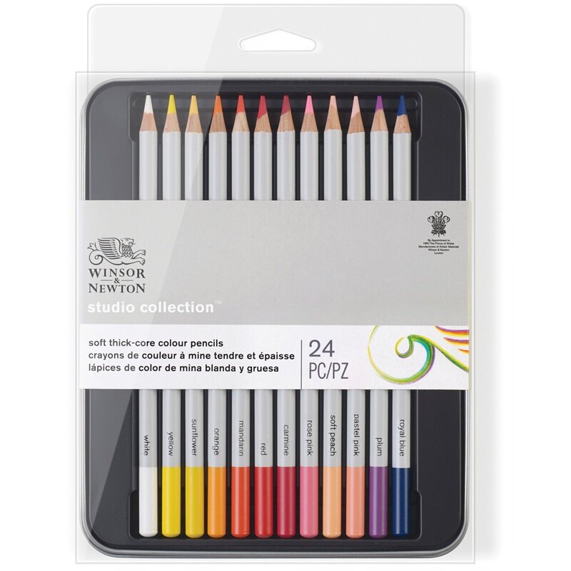 Набор цветных карандашей Winsor&Newton 24 цвета, в металлической коробке (490013)