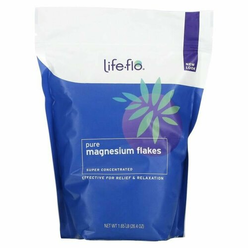 Life-flo, Magnesium Flakes, Соль для ванн, Чистые магниевые хлопья, 1,65 фунта соль для ванны schonemann магниевые хлопья для ванн без добавок