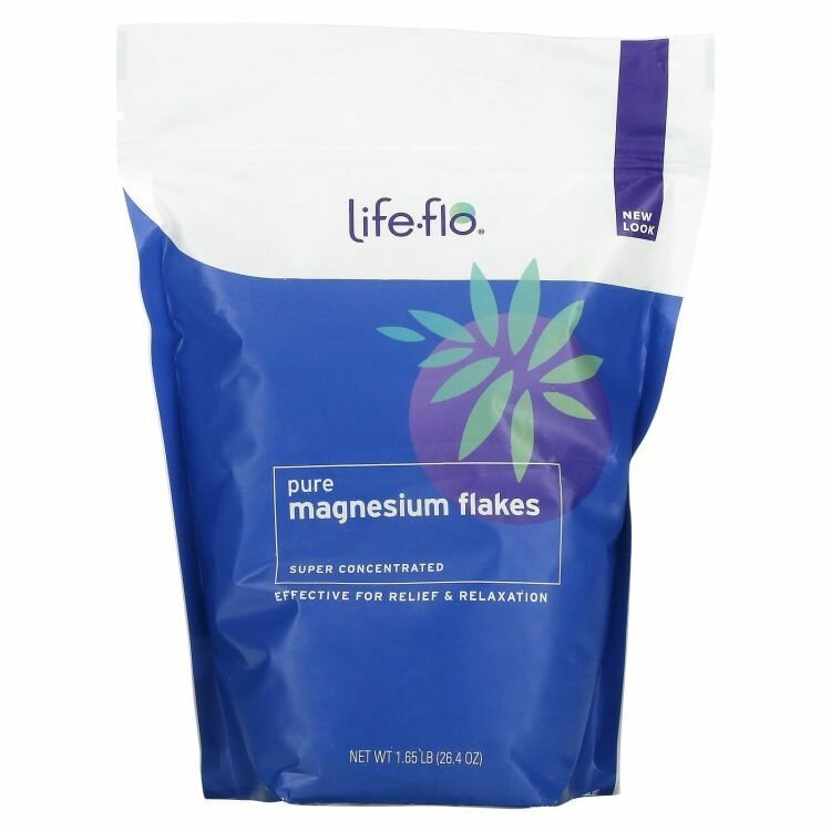 Life-flo, Magnesium Flakes, Соль для ванн, Чистые магниевые хлопья, 1,65 фунта