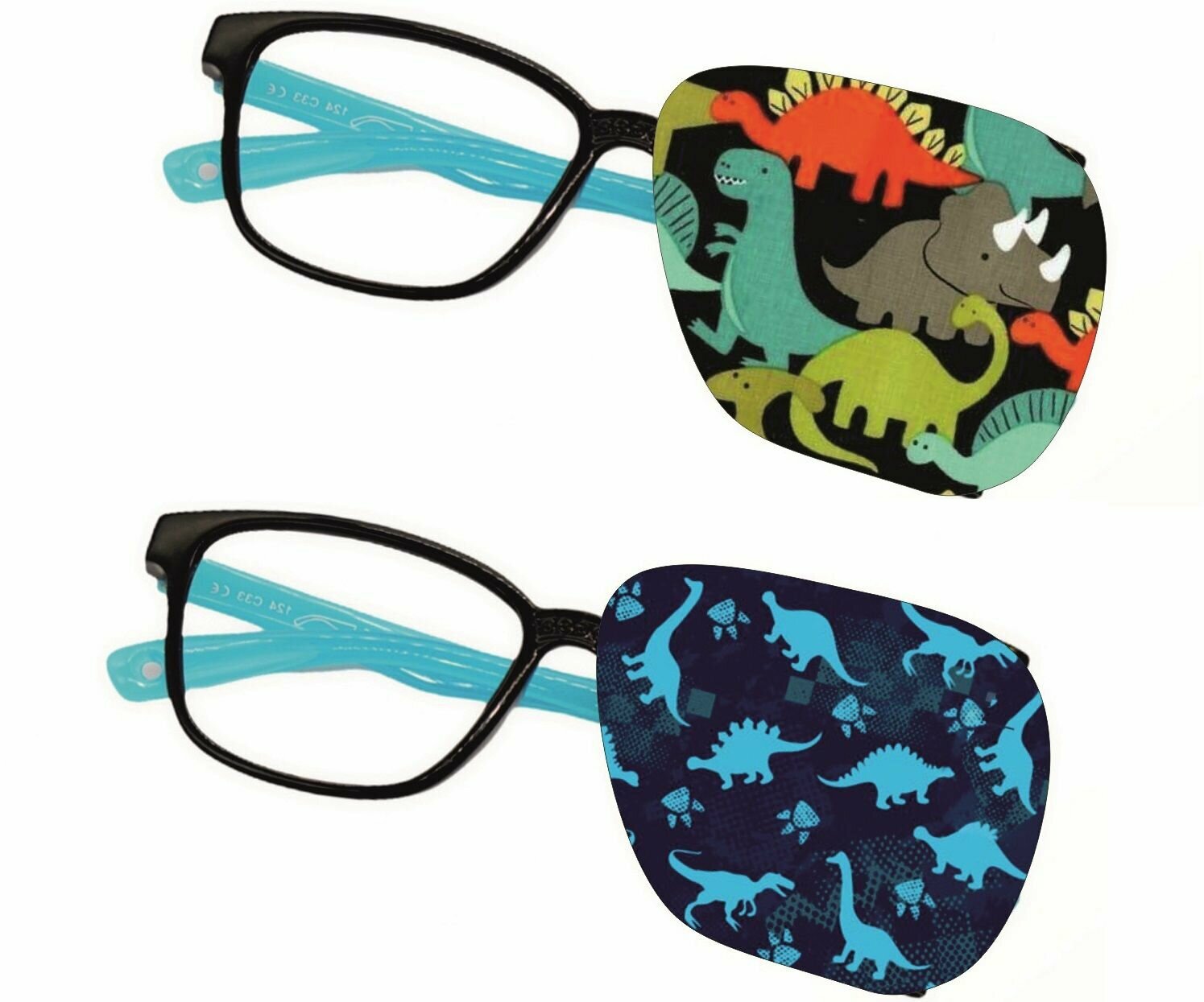 Окклюдер на очки "Динозаврики" (Размер S) на левый глаз в комплекте 2 шт