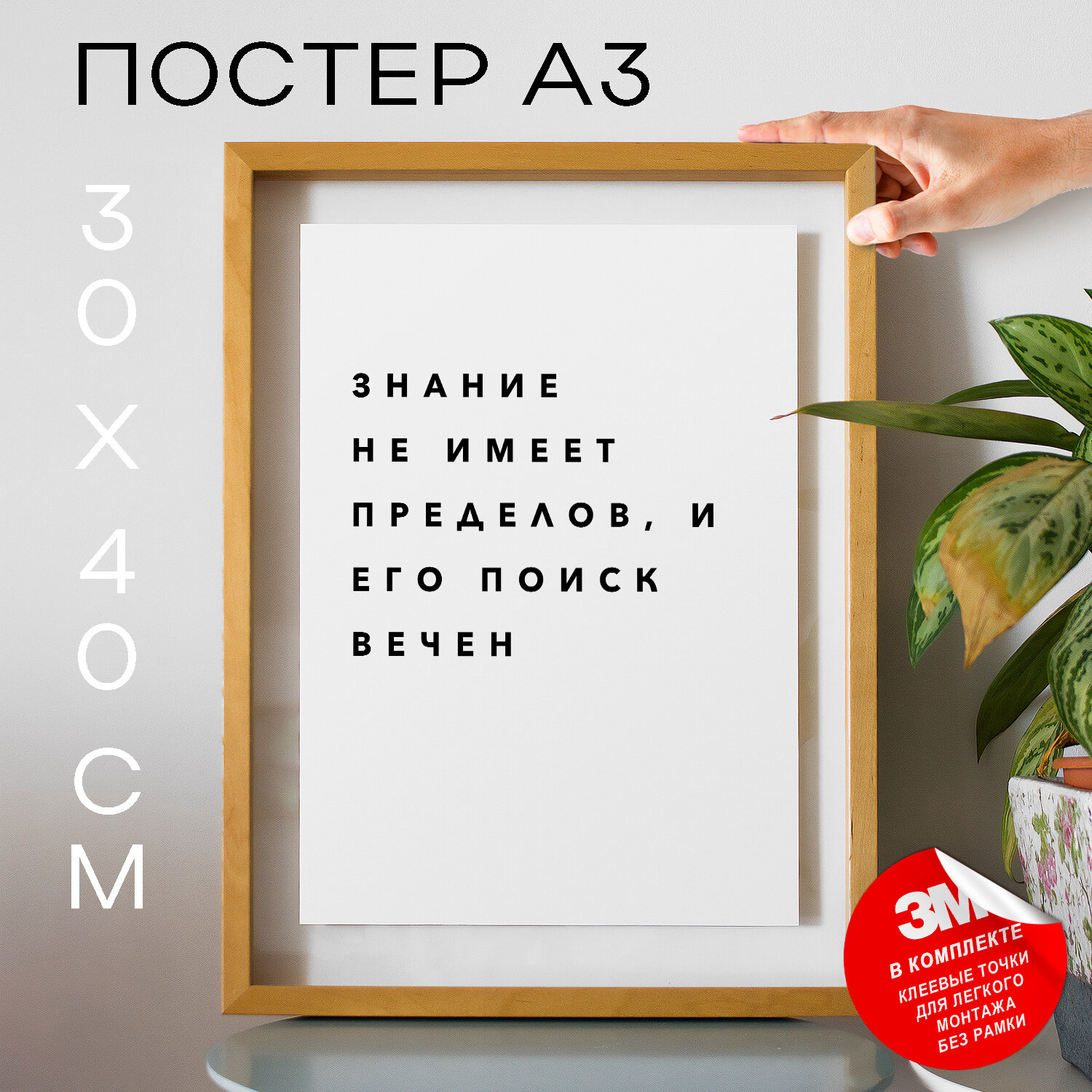 Плакат, постер на стену - про науку Знание не имеет пределов, и его поиск вечен, 30х40, А3