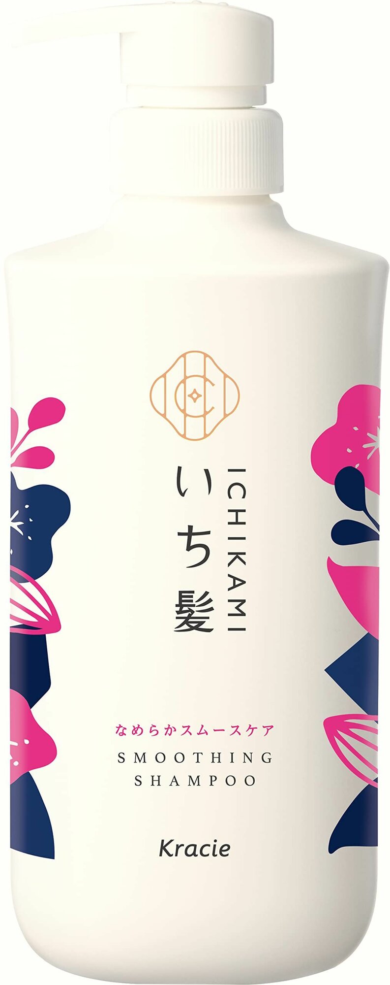 KRACIE Ichikami Smooth Care Shampoo Шампунь для поврежденных волос, разглаживающий, с ароматом цветущей горной вишни, помпа 480 мл
